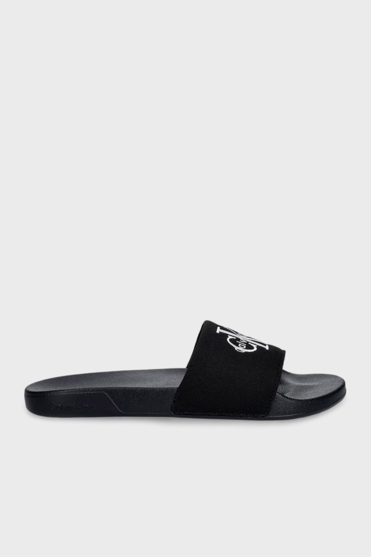 Calvin Klein Logolu Kanvas YM0YM013930GJ Erkek Terlik YM0YM01393 0GJ SİYAH - Calvin Klein