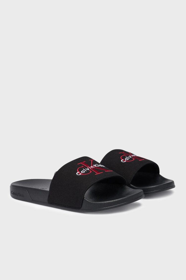 Calvin Klein Logolu Kanvas YM0YM013930KQ Erkek Terlik YM0YM01393 0KQ SİYAH - Calvin Klein (1)