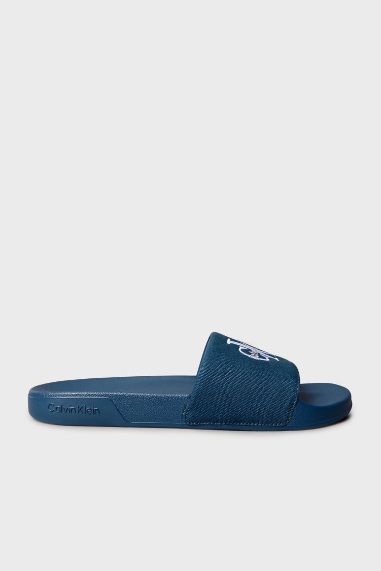Calvin Klein Logolu Kanvas YM0YM01393BAI Erkek Terlik YM0YM01393 BAI LACİVERT - Calvin Klein