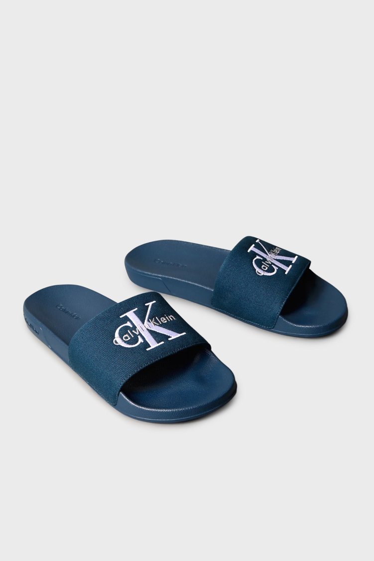 Calvin Klein Logolu Kanvas YM0YM01393BAI Erkek Terlik YM0YM01393 BAI LACİVERT - Calvin Klein (1)