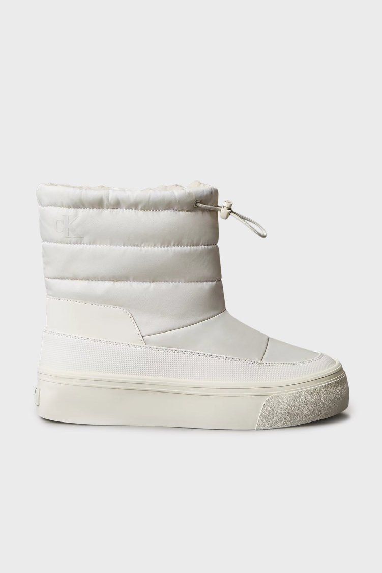 Calvin Klein Logolu Kapitoneli Bağcıklı YW0YW01977YAJ Bayan Bot YW0YW01977 YAJ BEYAZ - Calvin Klein