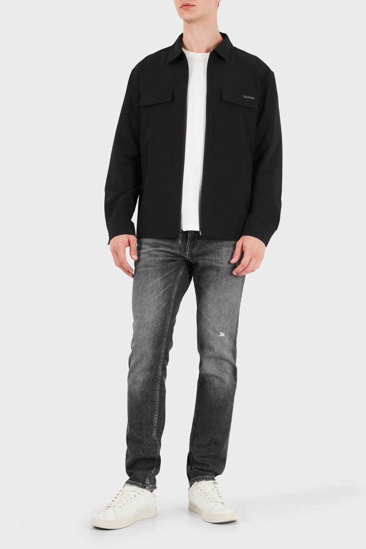 Calvin Klein Logolu Klasik Yaka Fermuarlı LV04RG403GUB1 Erkek Mont LV04RG403G UB1 Siyah - Calvin Klein (1)