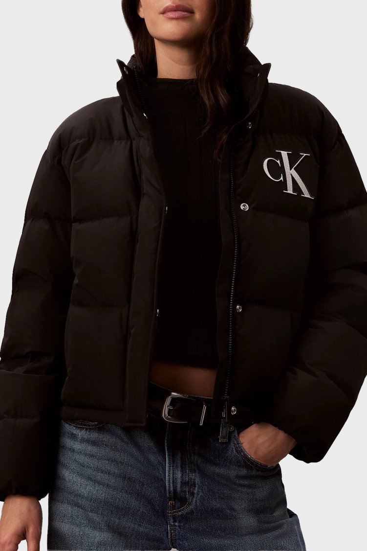 Calvin Klein Logolu Kuş Tüyü Dolgulu Dik Yaka Şişme LV047H507GUB1 Kadın Mont LV047H507G UB1 Siyah - Calvin Klein