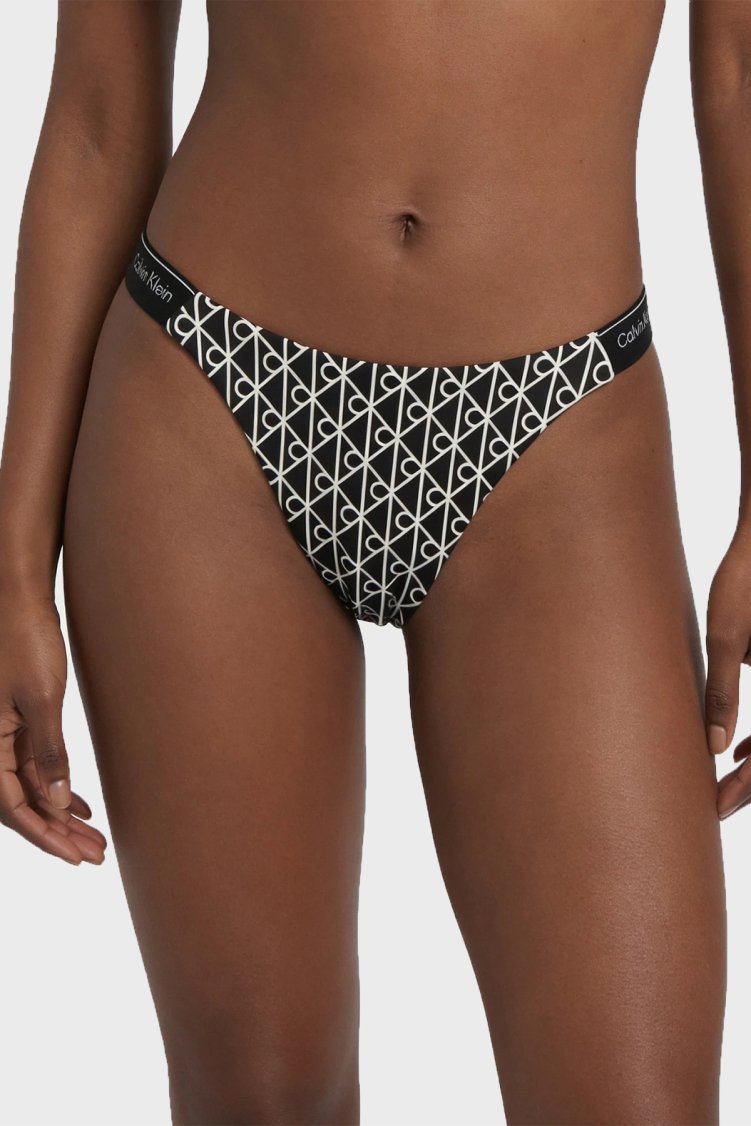 Calvin Klein Logolu LV00Q6120632N Kadın Bikini Altı LV00Q61206 32N SİYAH-BEYAZ - Calvin Klein