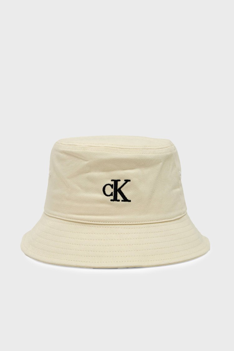 Calvin Klein Logolu Pamuklu Bucket LV04F5101GYAE Bayan Şapka LV04F5101G YAE KREM - Calvin Klein