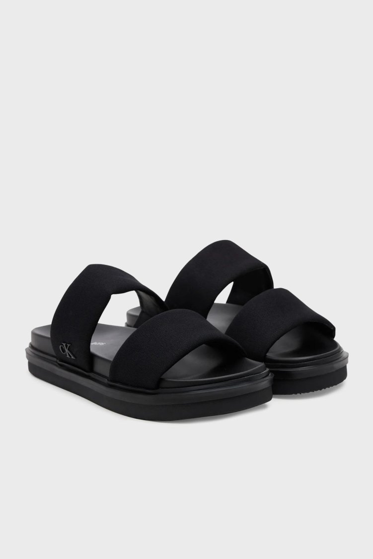Calvin Klein Logolu Pamuklu Çift Bantlı YM0YM012220GJ Erkek Sandalet YM0YM01222 0GJ SİYAH - Calvin Klein (1)