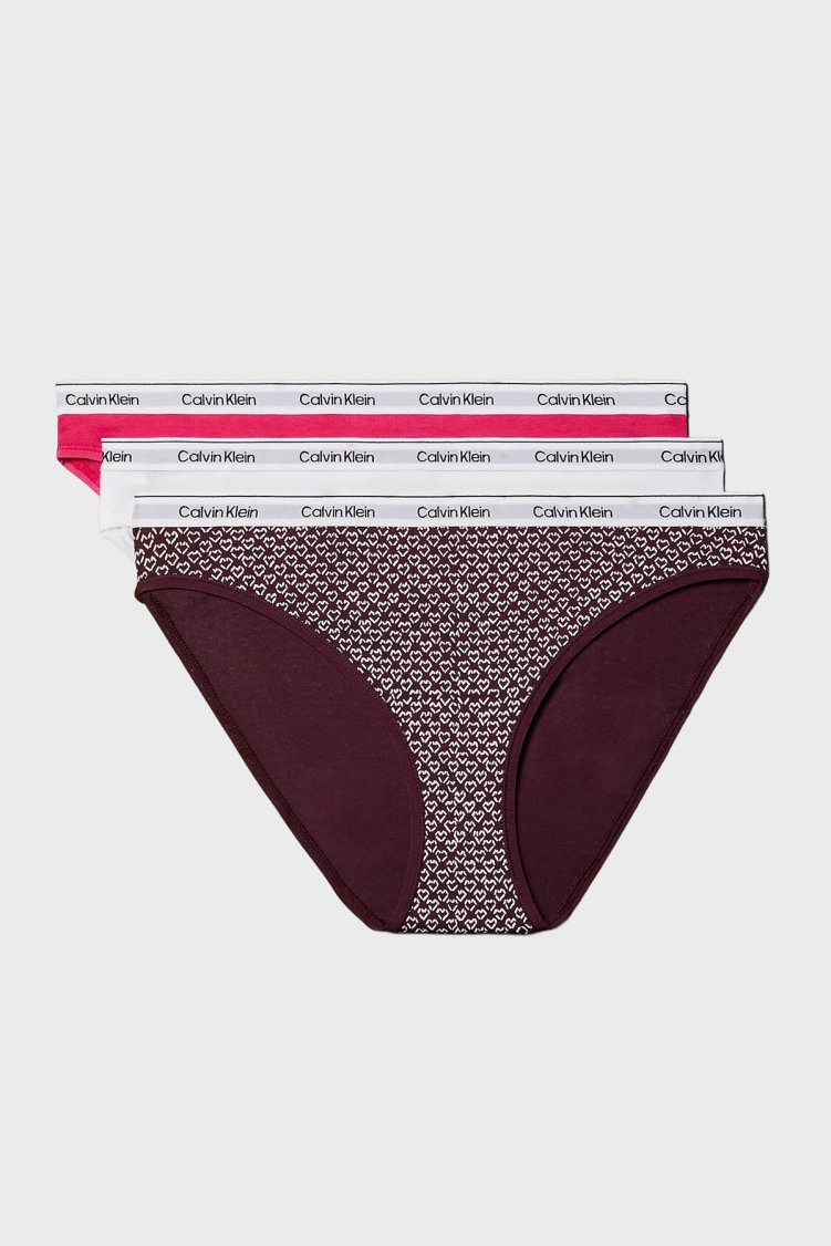 Calvin Klein Logolu Pamuklu Düşük Bel 3 Pack 000QD5207E320 Kadın Külot 000QD5207E 320 Fuşya-Kahve-Beyaz - Calvin Klein