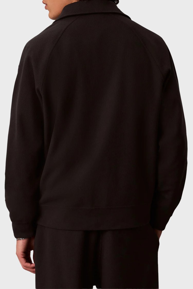 Calvin Klein Logolu Pamuklu Fermuarlı Polo Yaka LV04RH216GUB1 Erkek Sweat LV04RH216G UB1 Siyah - Calvin Klein (1)