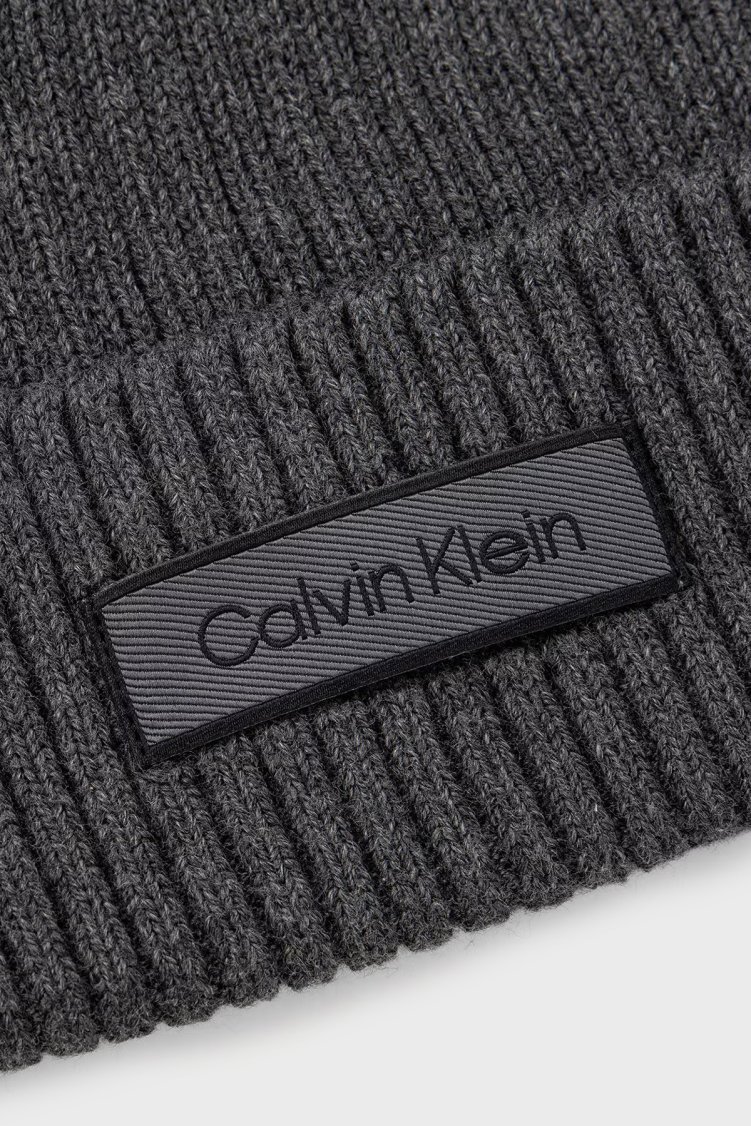 Calvin Klein Logolu Pamuklu LV04D8053GP7H Erkek Bere LV04D8053G P7H Koyu gri - Calvin Klein (1)