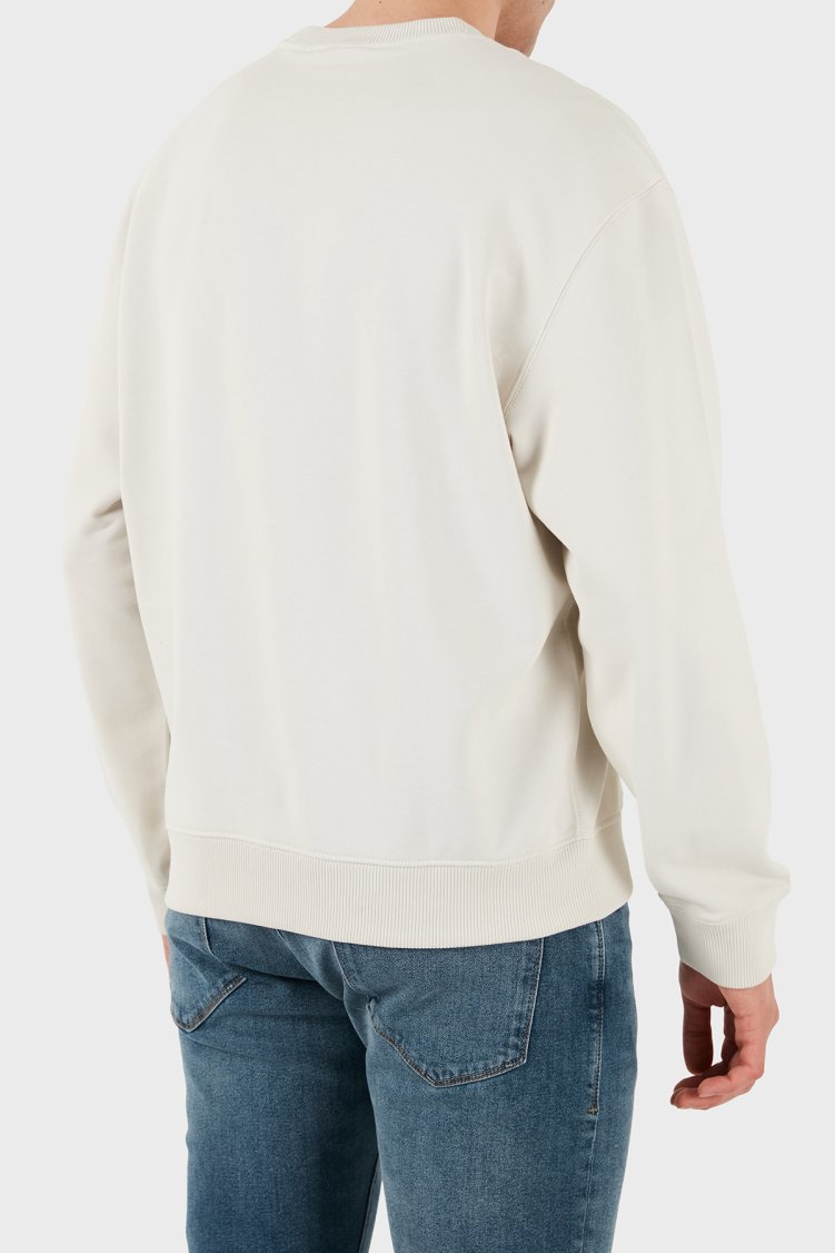 Calvin Klein Logolu Pamuklu Oversize Fit Bisiklet Yaka LV04RD242G67U Erkek Sweat LV04RD242G 67U BEYAZ - Calvin Klein (1)
