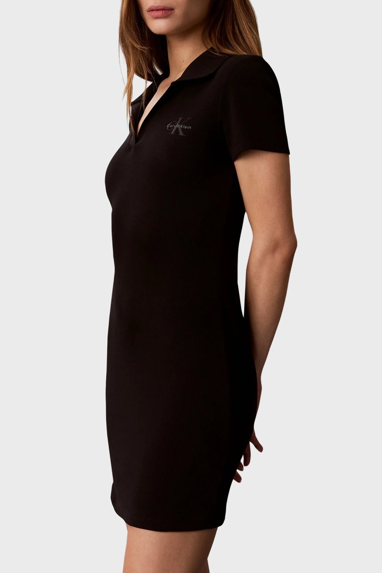 Calvin Klein Logolu Pamuklu Polo Yaka Mini LV047G237GUB1 Kadın Elbise LV047G237G UB1 SİYAH - Calvin Klein (1)