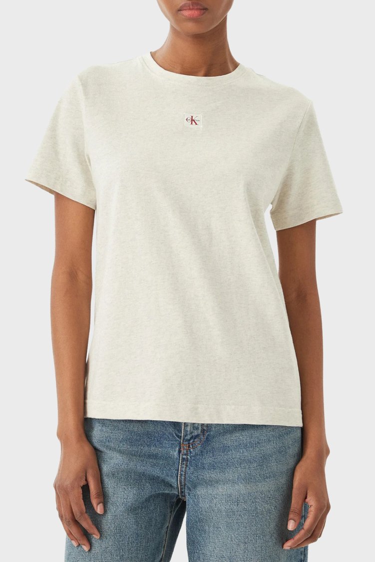 Calvin Klein Logolu Pamuklu Regular Fit Bisiklet Yaka LV047F227GP4P Kadın T Shirt LV047F227G P4P GRİ - Calvin Klein