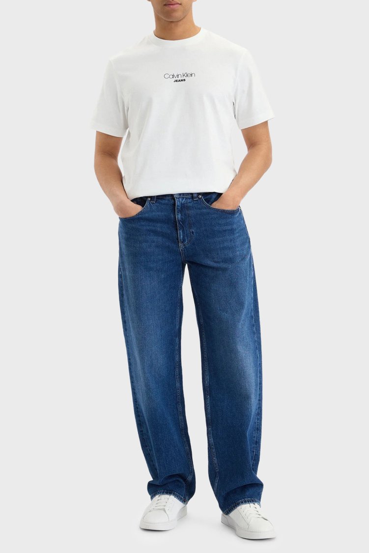 Calvin Klein Logolu Pamuklu Regular Fit Bisiklet Yaka LV04RB824GYAF Erkek T Shirt LV04RB824G YAF BEYAZ - Calvin Klein (1)