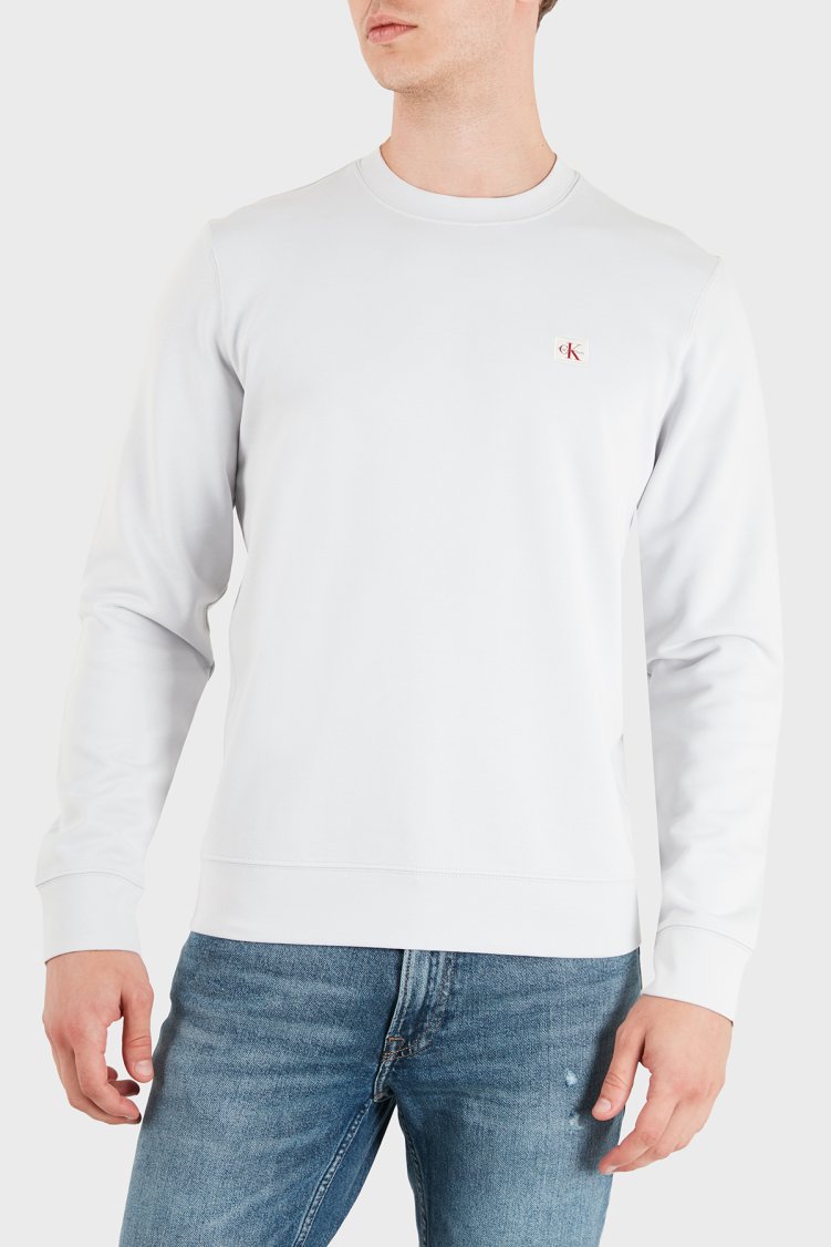 Calvin Klein Logolu Pamuklu Regular Fit Bisiklet Yaka LV04RG268GPSX Erkek Sweat LV04RG268G PSX Gri - Calvin Klein