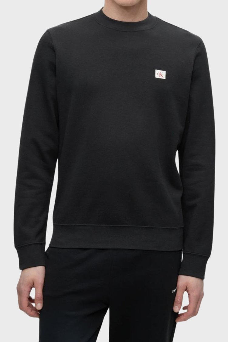 Calvin Klein Logolu Pamuklu Regular Fit Bisiklet Yaka LV04RG268GUB1 Erkek Sweat LV04RG268G UB1 Siyah - Calvin Klein