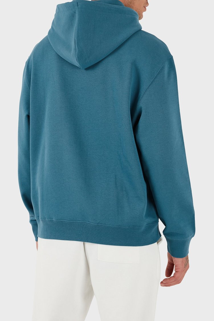 Calvin Klein Logolu Pamuklu Regular Fit Kapüşonlu LV04RC286GCCY Erkek Sweat LV04RC286G CCY MAVİ - Calvin Klein (1)