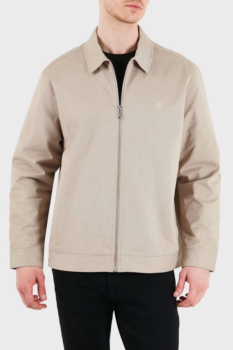Calvin Klein Logolu Pamuklu Regular Fit Klasik Yaka LV04RE405GRAK Erkek Ceket LV04RE405G RAK TOPRAK - Calvin Klein