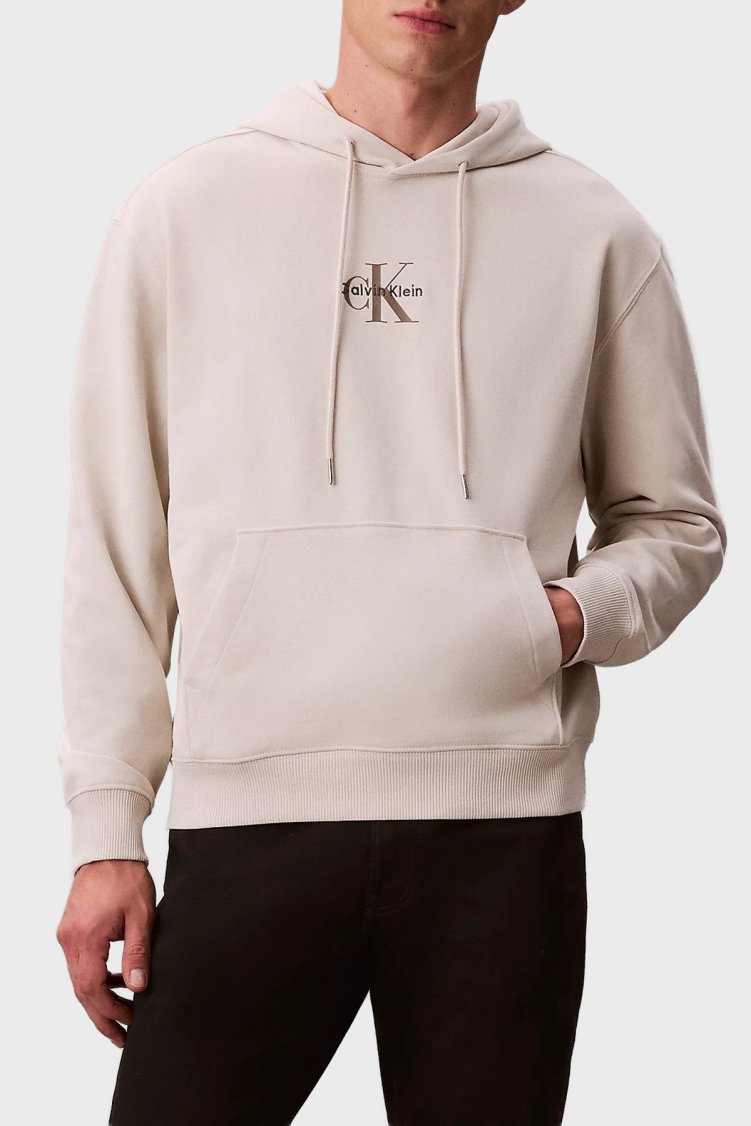 Calvin Klein Logolu Pamuklu Relaxed Fit Kapüşonlu LV04RD243G67U Erkek Sweat LV04RD243G 67U BEYAZ - Calvin Klein