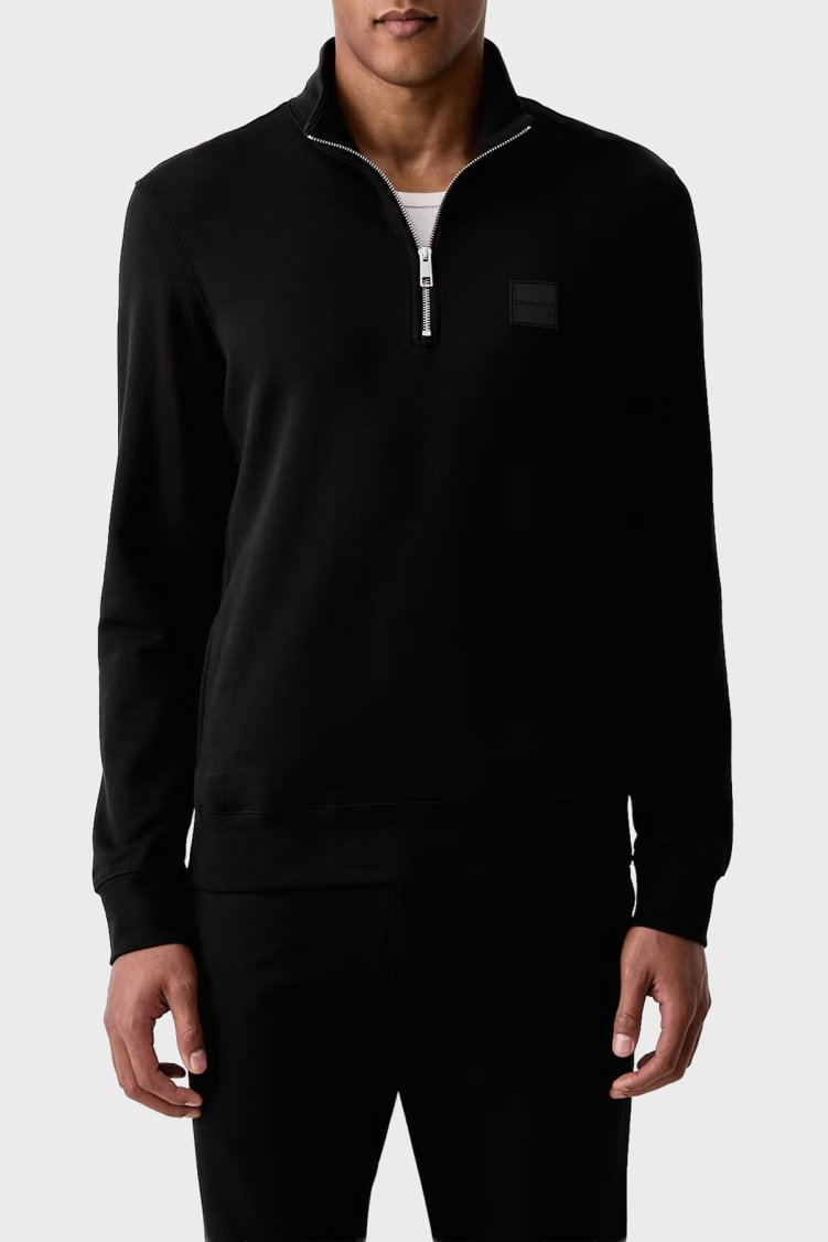 Calvin Klein Logolu Pamuklu Yarım Fermuarlı Dik Yaka LV04LH229GUB1 Erkek Sweat LV04LH229G UB1 Siyah - Calvin Klein
