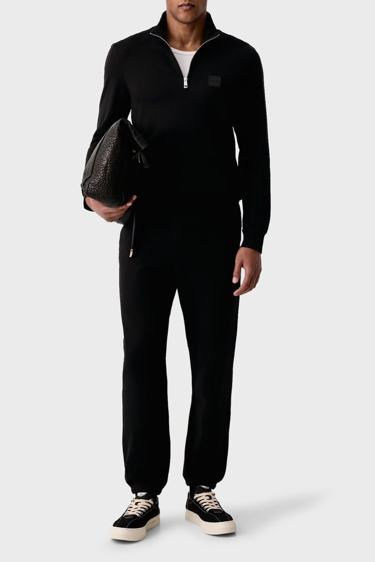 Calvin Klein Logolu Pamuklu Yarım Fermuarlı Dik Yaka LV04LH229GUB1 Erkek Sweat LV04LH229G UB1 Siyah - Calvin Klein (1)
