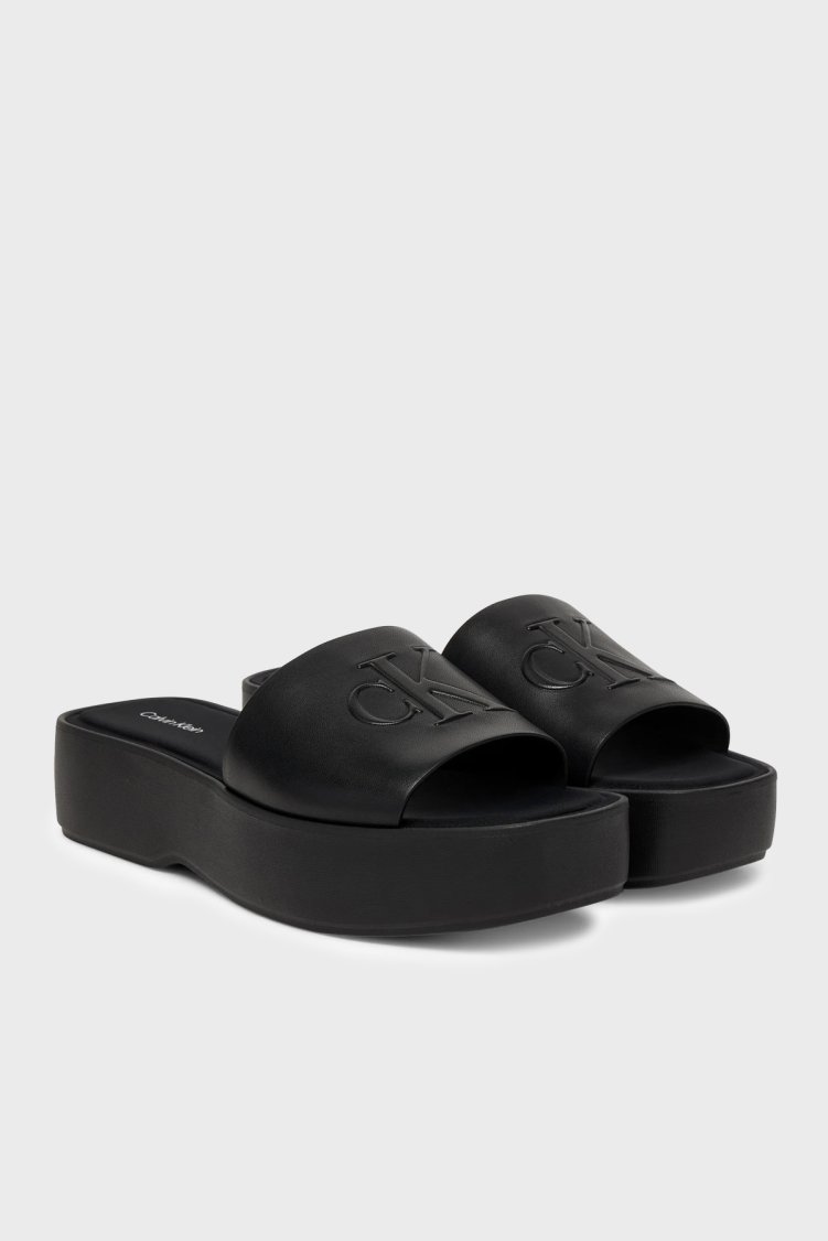 Calvin Klein Logolu Platform HW0HW030260GJ Kadın Terlik HW0HW03026 0GJ SİYAH - Calvin Klein (1)