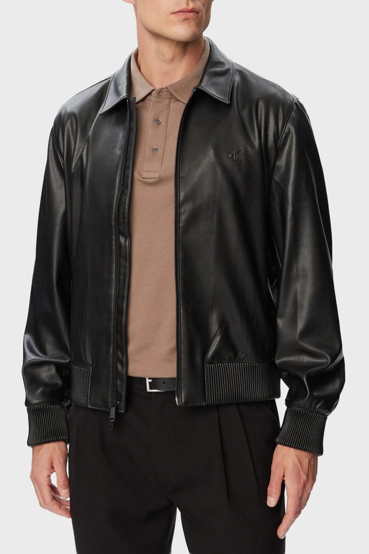 Calvin Klein Logolu Regular Fit Ceket Yaka LV04RG406GUB1 Erkek Mont LV04RG406G UB1 SİYAH - Calvin Klein