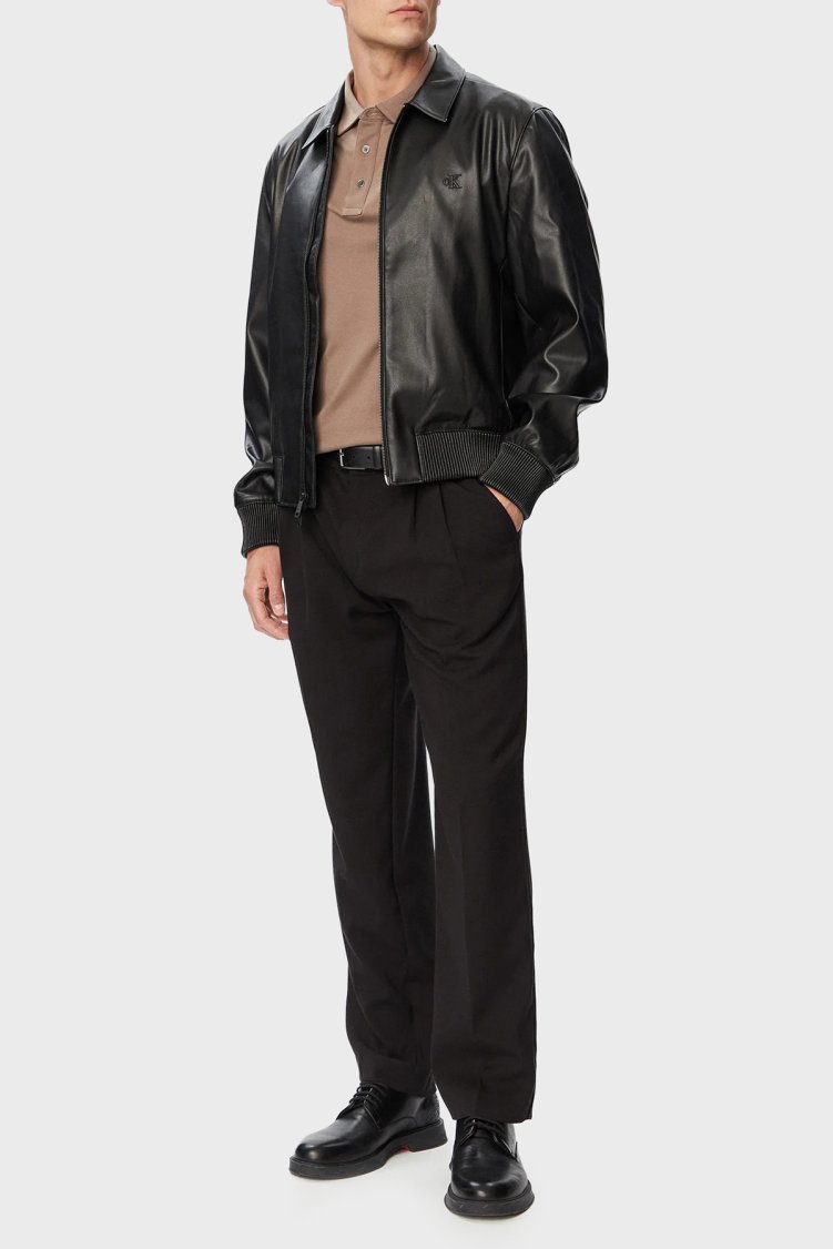 Calvin Klein Logolu Regular Fit Ceket Yaka LV04RG406GUB1 Erkek Mont LV04RG406G UB1 SİYAH - Calvin Klein (1)