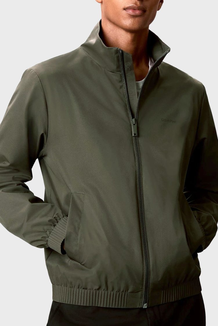 Calvin Klein Logolu Regular Fit Dik Yaka LV04LF515GPAR Erkek Mont LV04LF515G PAR Haki - Calvin Klein