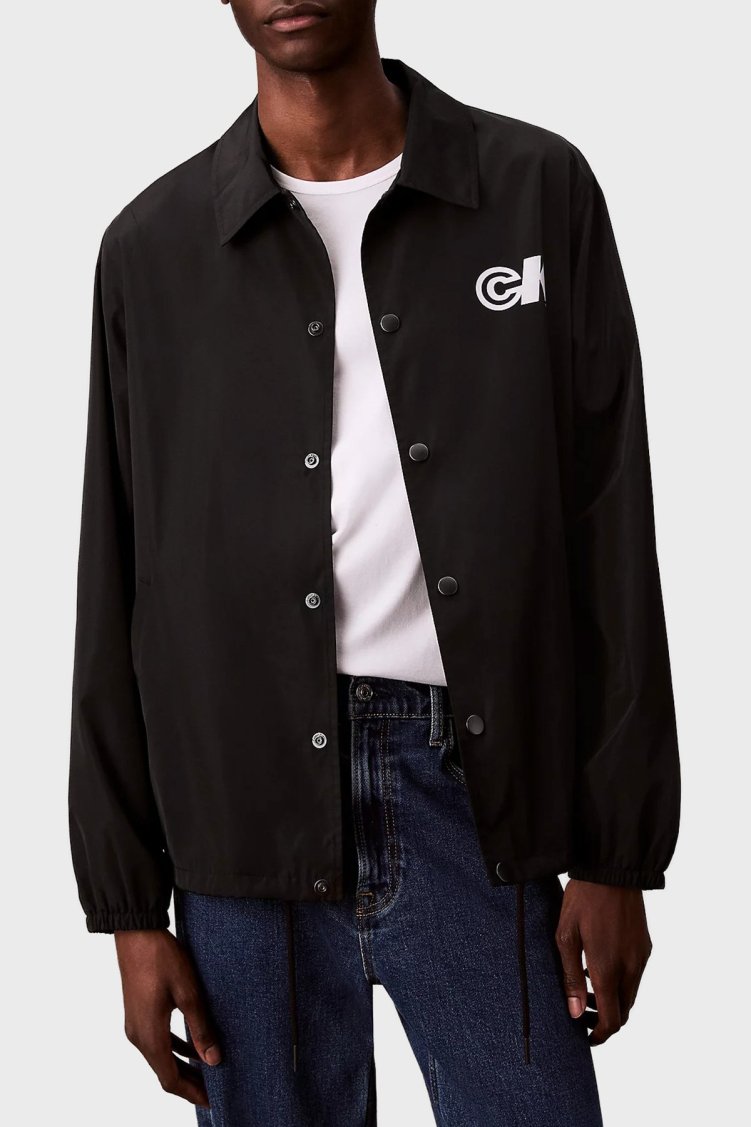 Calvin Klein Logolu Relaxed Fit Kalsik Yaka LV04RC515GUB1 Erkek Ceket LV04RC515G UB1 SİYAH - Calvin Klein