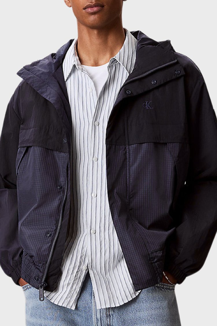 Calvin Klein Logolu Relaxed Fit Kapüşonlu LV04RG503GCEF Erkek Mont LV04RG503G CEF LACİVERT - Calvin Klein