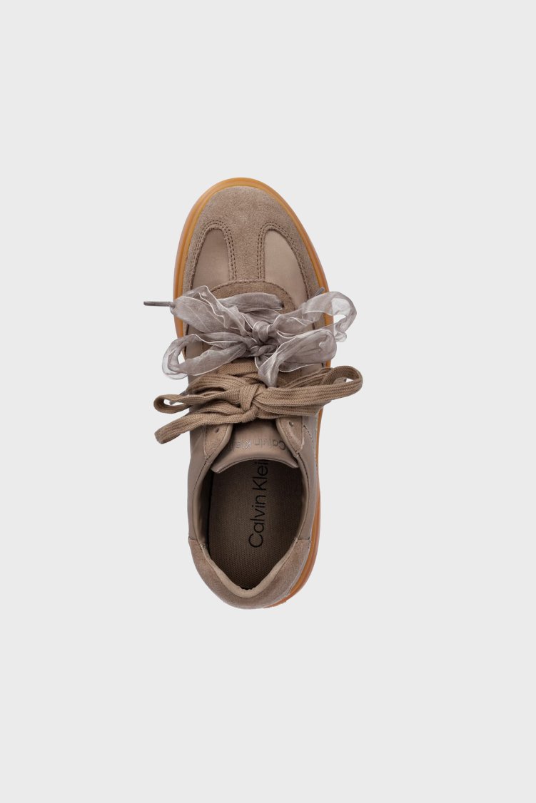 Calvin Klein Logolu Saten Karışımlı Sneaker HW0HW032880H0 Kadın Ayakkabı HW0HW03288 0H0 PUDRA - Calvin Klein (1)