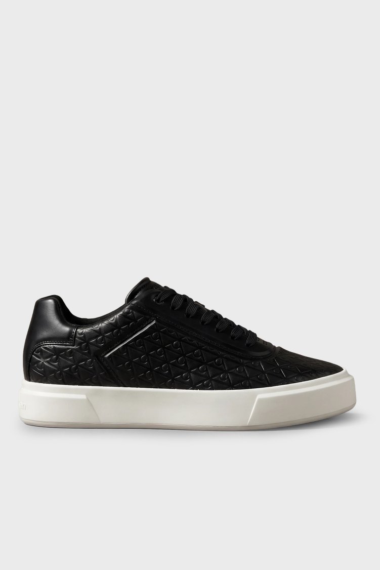 Calvin Klein Logolu Sneaker Erkek Ayakkabı HM0HM02132 00W SİYAH-EKRU - Calvin Klein