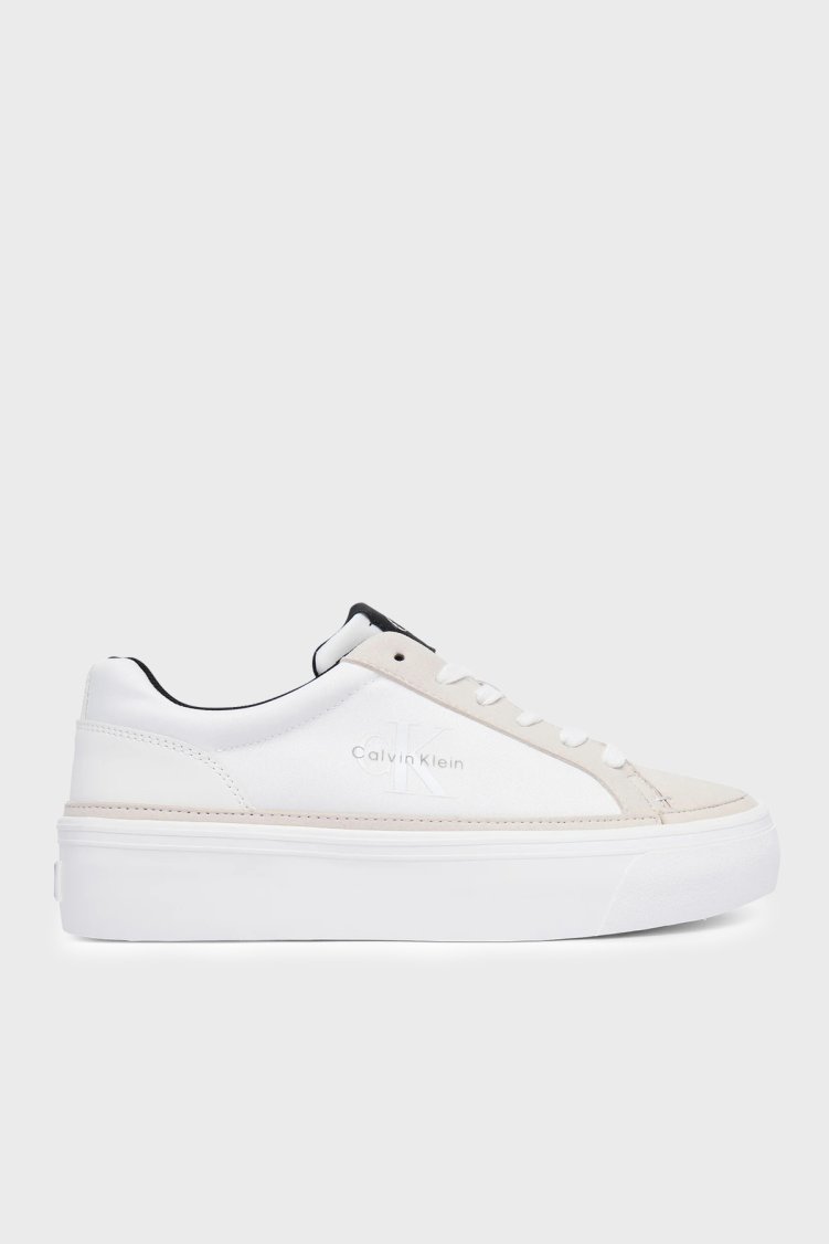 Calvin Klein Logolu Sneaker HW0HW0308601W Kadın Ayakkabı HW0HW03086 01W BEYAZ-SİYAH - Calvin Klein