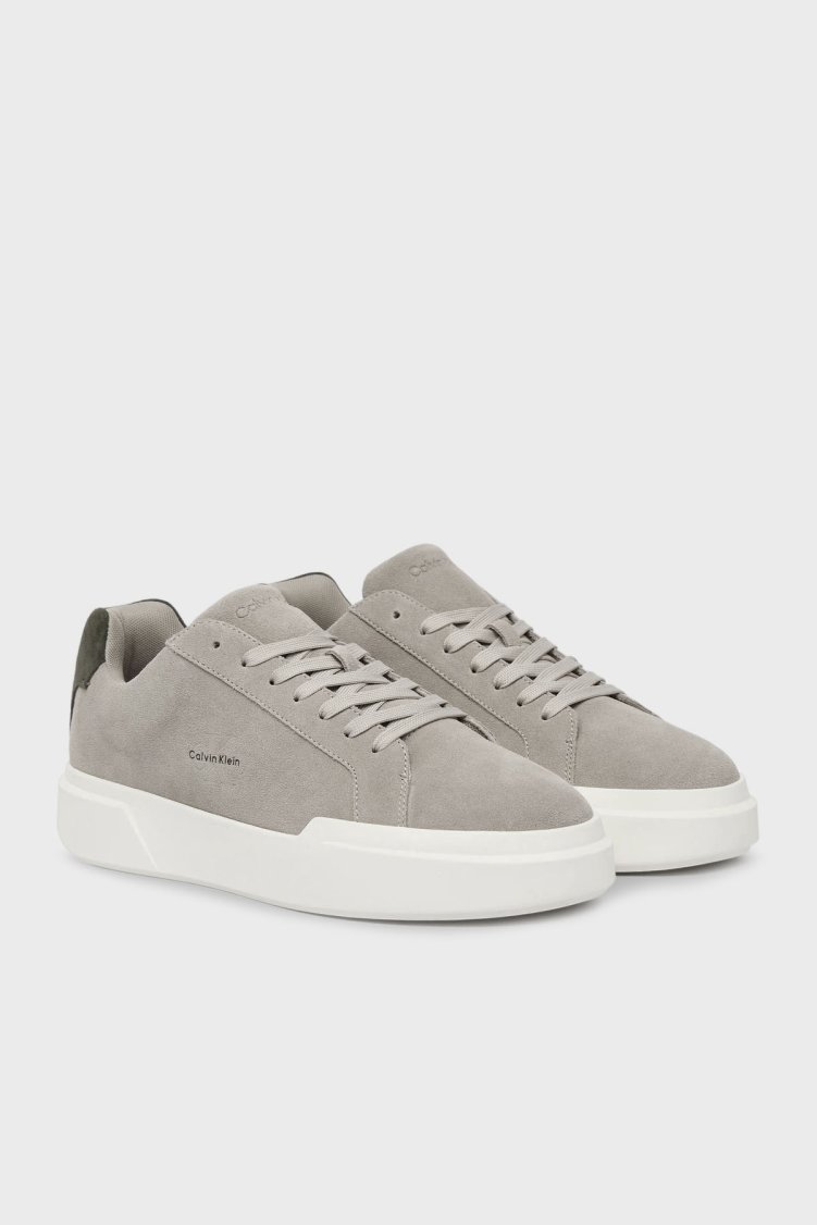 Calvin Klein Logolu Süet Bağcıklı Sneaker YM0YM014530HM Erkek Ayakkabı YM0YM01453 0HM GRİ-YEŞİL - Calvin Klein (1)