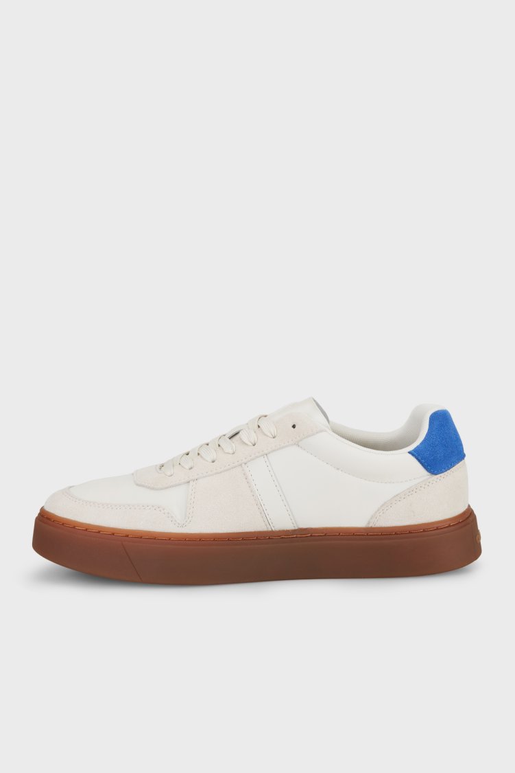 Calvin Klein Logolu Süet Detaylı Sneaker YM0YM013950IO Erkek Ayakkabı YM0YM01395 0IO Gri-beyaz - Calvin Klein (1)