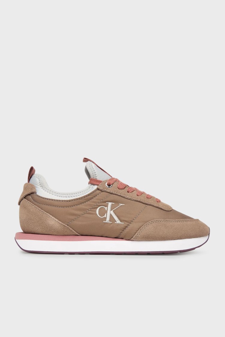 Calvin Klein Logolu Süet Detaylı Sneaker YW0YW020600F9 Bayan Ayakkabı YW0YW02060 0F9 VİZON - Calvin Klein
