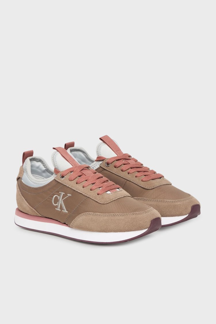 Calvin Klein Logolu Süet Detaylı Sneaker YW0YW020600F9 Bayan Ayakkabı YW0YW02060 0F9 VİZON - Calvin Klein (1)