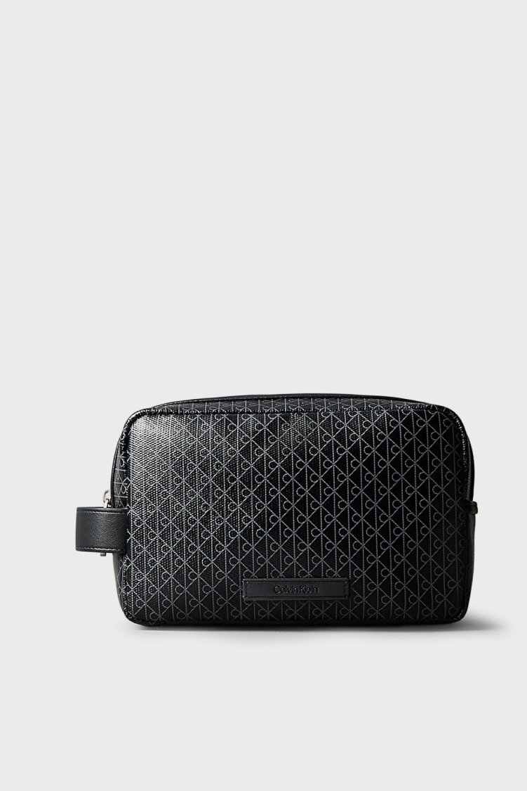 Calvin Klein Logolu Tek Saplı LV04D1082GUB1 Erkek Traş Çantası LV04D1082G UB1 SİYAH - Calvin Klein