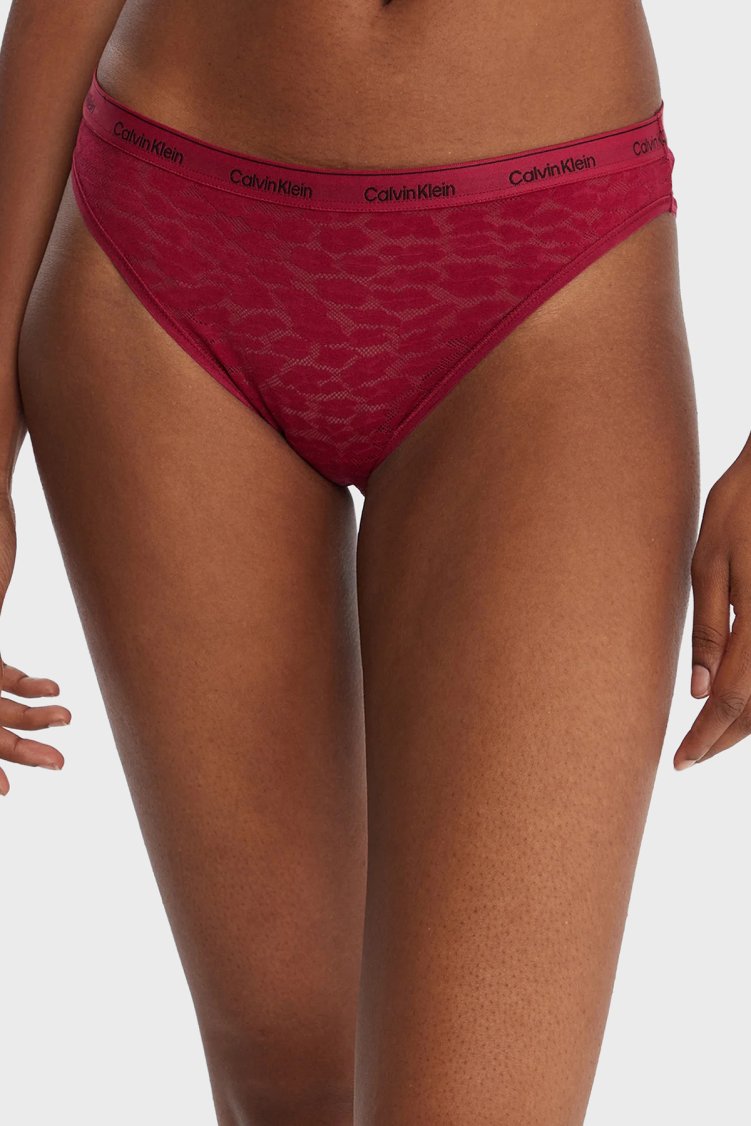 Calvin Klein Logolu Yarı Şeffaf 3 Pack 000QD5069E325 Kadın Külot 000QD5069E 325 Kırmızı-Siyah-Pudra - Calvin Klein (1)