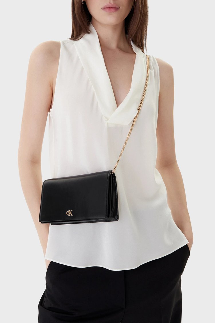 Calvin Klein Logolu Zincir Askılı Portföy LV04F3319GUB1 Bayan Cüzdan LV04F3319G UB1 SİYAH - Calvin Klein (1)
