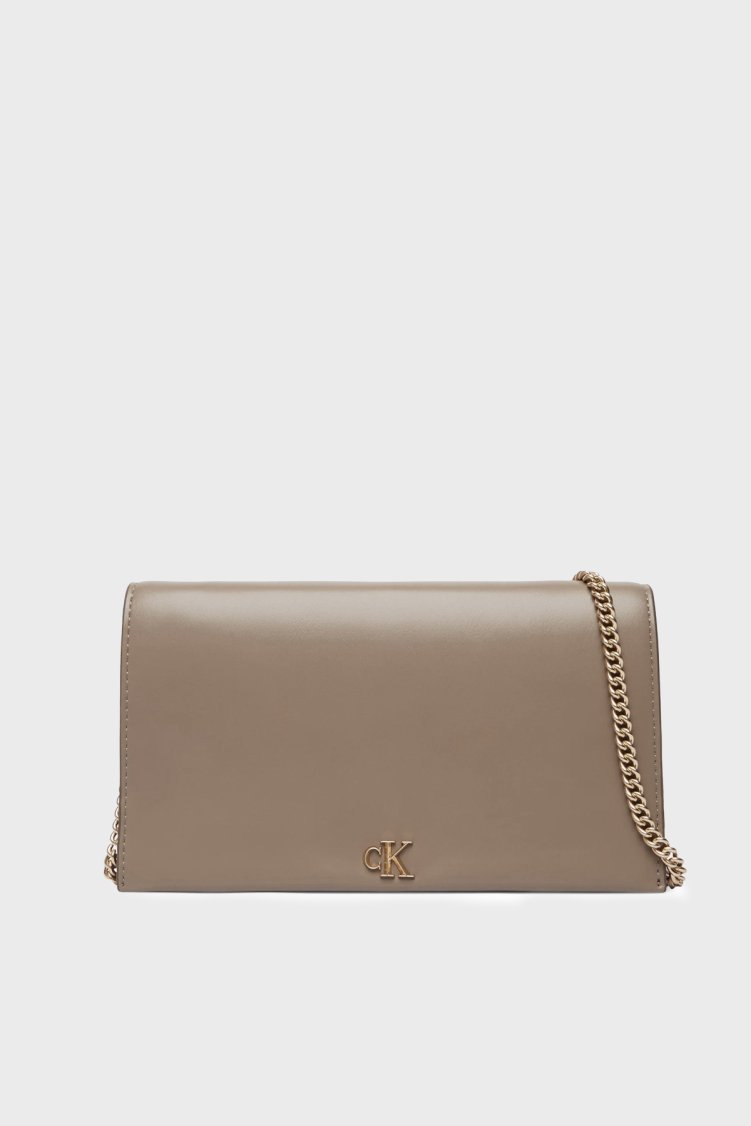 Calvin Klein Logolu Zincir Askılı Portföy LV04F3319GVFU Bayan Çanta LV04F3319G VFU VİZON - Calvin Klein