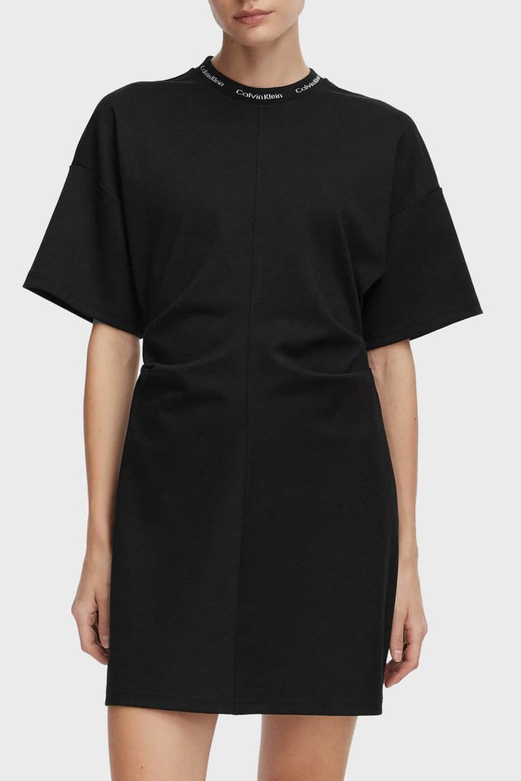 Calvin Klein Oversize Belden Büzgülü Mini LV047G251GUB1 Kadın Elbise LV047G251G UB1 SİYAH - Calvin Klein