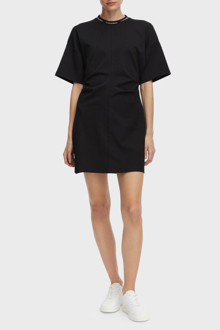 Calvin Klein Oversize Belden Büzgülü Mini LV047G251GUB1 Kadın Elbise LV047G251G UB1 SİYAH - Calvin Klein (1)