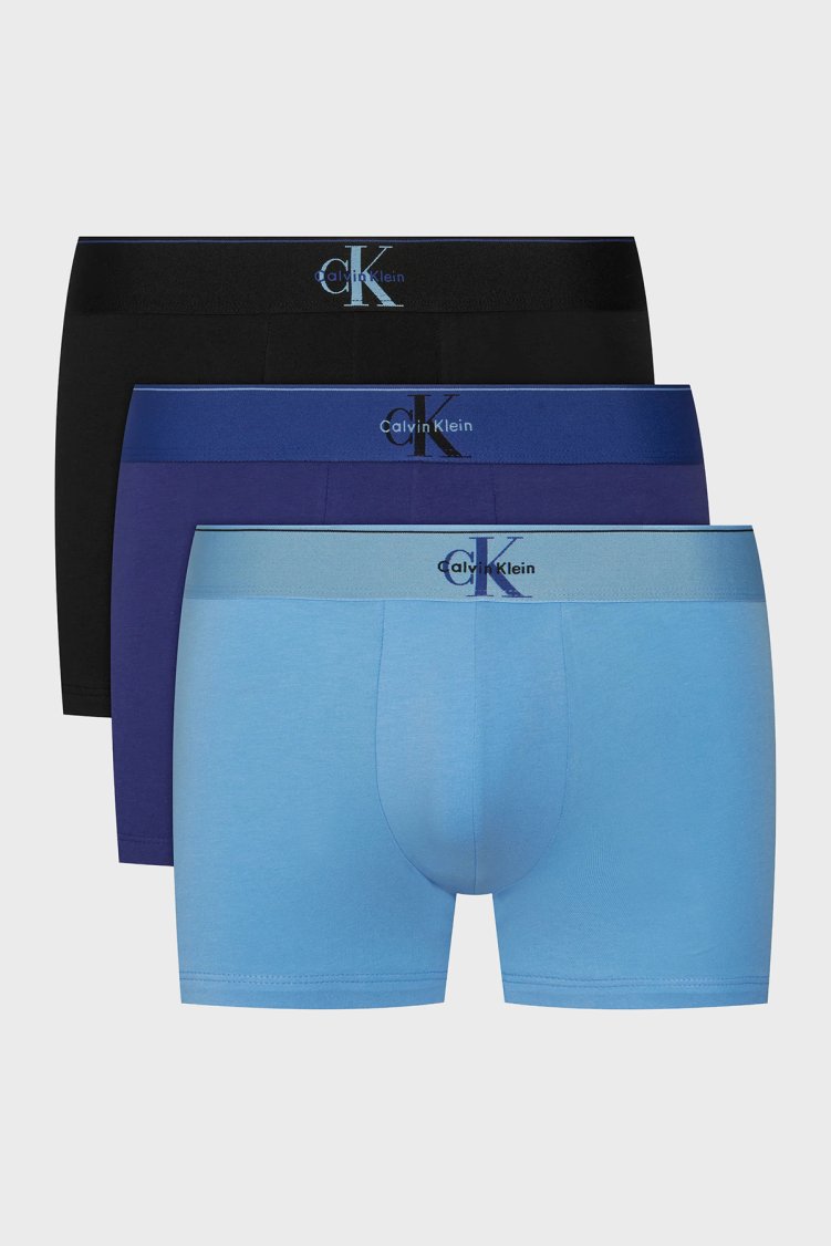 Calvin Klein Pamuklu 3 Pack LV00NB4472TI8 Erkek Boxer LV00NB4472 TI8 MAVİ-MOR-SİYAH - Calvin Klein
