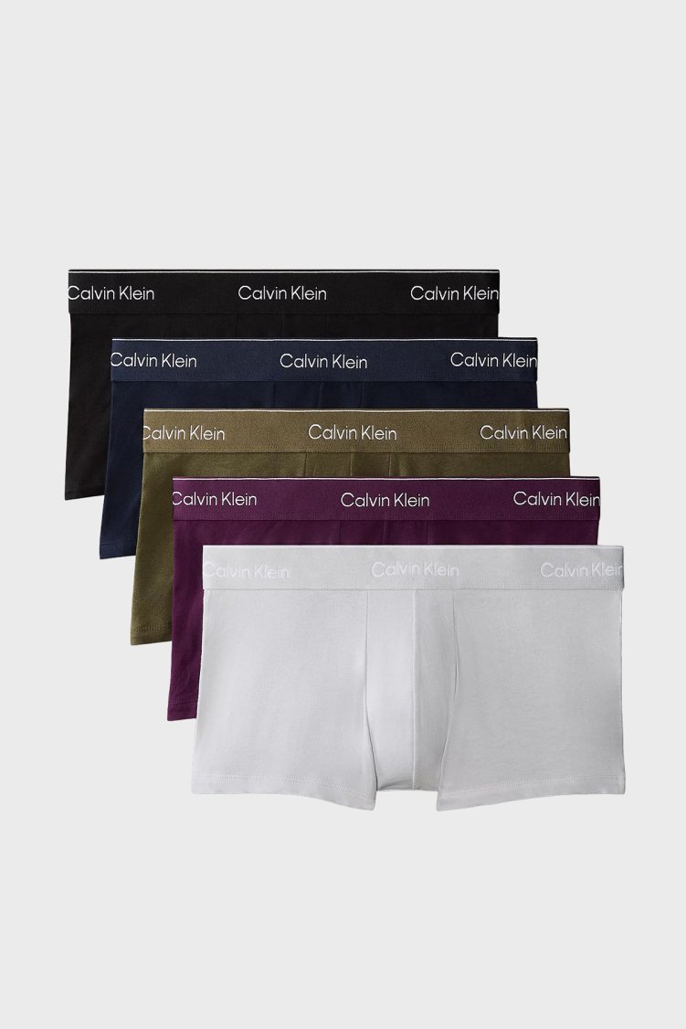 Calvin Klein Pamuklu 5 Pack LV00NB43904MM Erkek Boxer LV00NB4390 4MM Siyah-lacivert-haki-mürdüm-bey - Calvin Klein