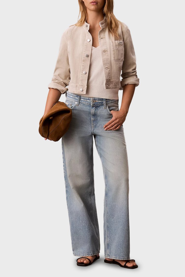 Calvin Klein Pamuklu Düşük Bel Bol Paça Baggy Jeans LV047G916GYP3 Kadın Kot Pantolon LV047G916G YP3 AÇIK MAVİ - Calvin Klein (1)