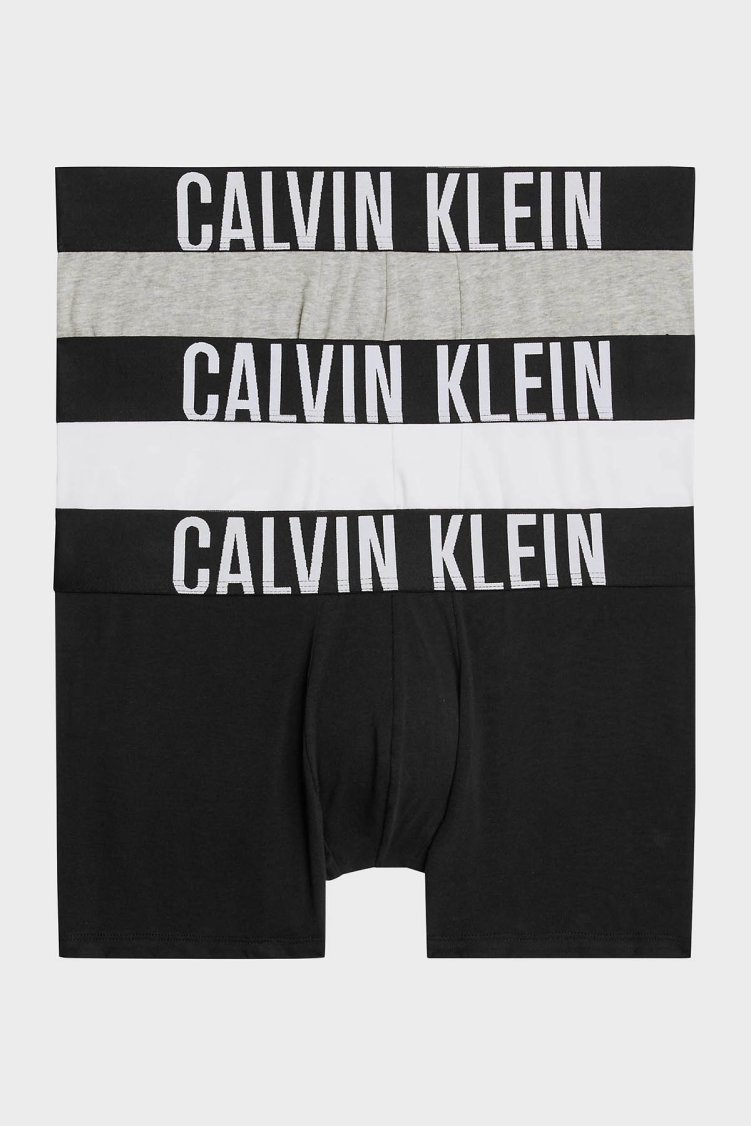 Calvin Klein Pamuklu Esnek 3 Pack 000NB3608AMPI Erkek Boxer 000NB3608A MPI SİYAH-BEYAZ-GRİ - Calvin Klein