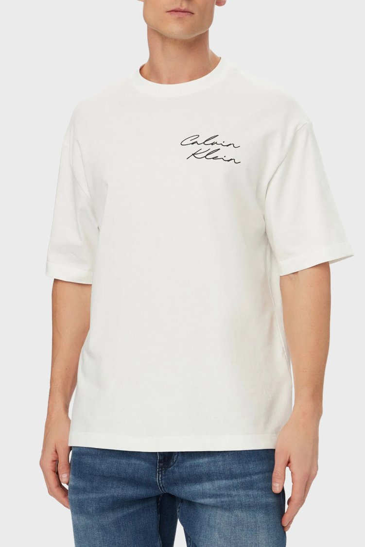 Calvin Klein Pamuklu Grafik Baskılı Regular Fit LV04RE828GYAF Erkek T Shirt LV04RE828G YAF BEYAZ - Calvin Klein