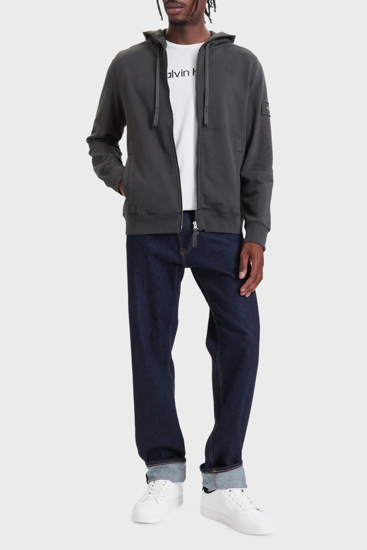 Calvin Klein Pamuklu Kapüşonlu Fermuarlı LV04RJ202G8MN Erkek Sweat LV04RJ202G 8MN Antrasit - Calvin Klein (1)