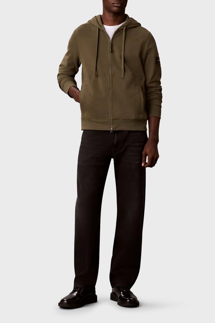 Calvin Klein Pamuklu Kapüşonlu Fermuarlı LV04RJ202GLI1 Erkek Sweat LV04RJ202G LI1 Haki - Calvin Klein (1)